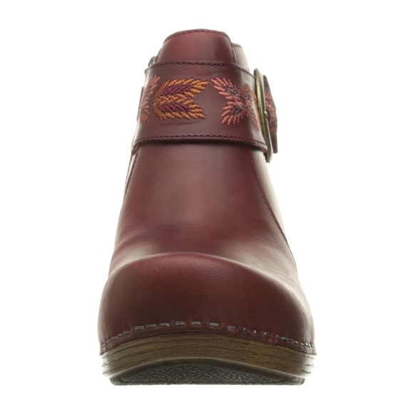 Dansko Women's Mina Ankle Leather Bootie Color: Red Oiled Size: 37 NEW - Picture 3 of 16